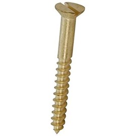Merriway BH03467 (4 Pcs) 2.1/2-inch x 10 mm Solid Brass Slotted CSK Screw - Pack of 4 Pieces