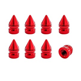 Ziciner 8 PCS Car Tire Valve Stem Caps, Corrosion Resistant Leakproof Tire Valve Cap Set, Spike Aluminum Wheel Tire Valve Covers, Universal Car Accessories for Truck SUV Motorcycle (Red)