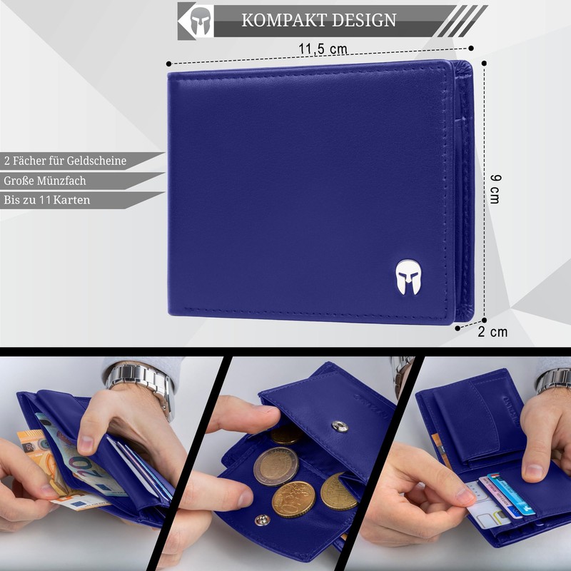 SPARTANO Mens RFID Blocking Wallet with Coin Pocket Wallet with