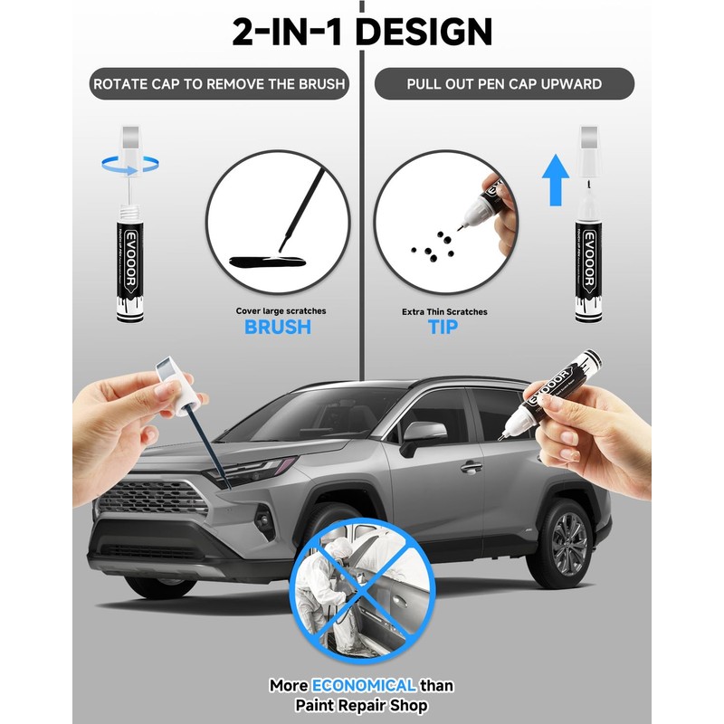 EVOOOR 1F7 Classic Silver Metallic Touch Up Paint Compatible with