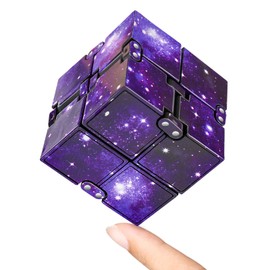 Infinity Cube Fidget Toy Stress Relief for Adults and Kids , Fidget Toy Cute Puzzle Flip Cube for Anxiety Relief and Killing Time… (Galaxy Purple)