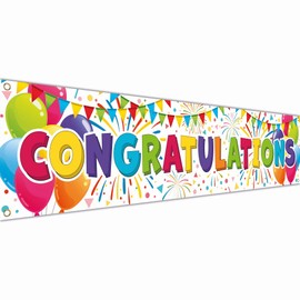 Congratulations Banner - Congratulations Decorations - We are so Proud of You banner - Well Done Banner - Graduation Banner - Graduation Decorations for Prom - 180 x 40cm (White)