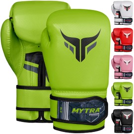 Mytra Fusion Kids Boxing Gloves Carbon AL2 (Green, 8 oz)