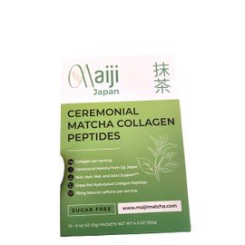 Maiji Japan Matcha Collagen Peptides Powder Supplement, Ceremonial Grade Matcha Green Tea Powder, Convenient Individual Travel Sized Package, 4.2oz