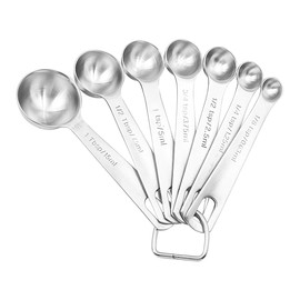 NUZAMAS 304 Stainless Steel Measuring Spoons Set of 7 18/8 Measuring Spoons Cups Small Teaspoon with Measuring Cups for Measuring Dry and Liquid Ingredients