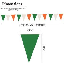 Lizzy 2 x St Patrick's Day Pennant Banner 7meter 25 Flags Pennants Irish Garland Triangular Banner Green White and Orange Bunting Flag Hanging Party Decoration Supply