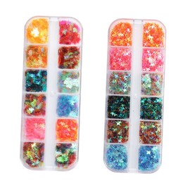 Minkissy Manicure Sequins Maple Leaf Four-pointed Star Flakes for Stunning Nail Art Safe Materials for Designs for Home Salon Use for Autumn Decor