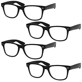 grinderPUNCH 4 Pairs Deluxe Reading Glasses Spring Hinge Stylish Readers with Rx Magnification (4 Pack Black, 4.50 x)