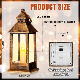 Hoolerry 24 Set Halloween Mini Lanterns with LED Candles 5.5'' Decorative Hanging Small Vintage Lantern Centerpiece Battery Powered for Wedding Table(Retro)