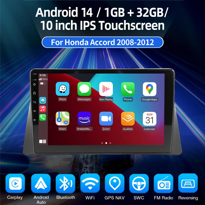 ESSGOO Android 14 For 2008-2013 Honda Accord 8 Apple Carplay