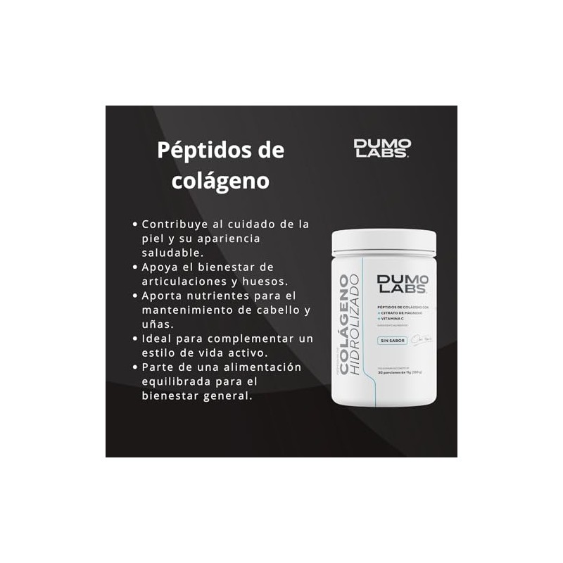 Dumo Labs Colágeno Hidrolizado Polvo Péptidos Sabor Suplemento Alimenticio Fácil