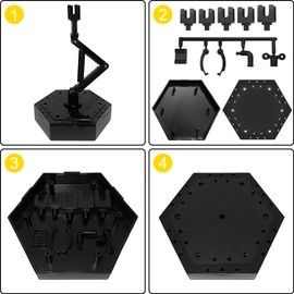 XyviLokit Action Base with Storage Base Gundam Model Stand Compatible with MG 1/100,HG,and RG 1/144 Scale Gundam Figure Models (2PCS Black)