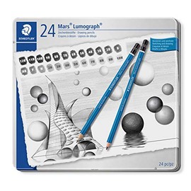 Staedtler Mars Lumograph Grade Pencils Set of 24 24 Degrees from 10H to 12B Black