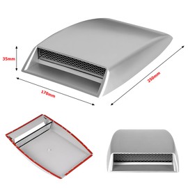 JNNJ Universal Car ABS Decorative Airflow Intake Shovel, Turbo Bonnet Vent Cover Hood, Hood Air Vent Modified Accessories (Silver)