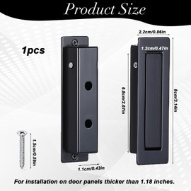 Exclaith Pocket Door Pull Handle, Pocket Door Handles Recessed Sliding Doors Pulls, Matte Black Edge Flush Pull, Solid Flush Edge Handle, Stainless Steel Hardware, 1 Pack