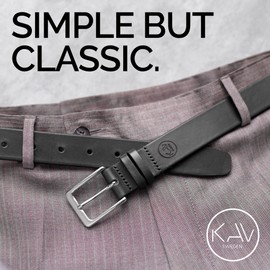 KAV SWEDEN Holm - Mens Leather Belt - 1.4" Handmade in Sweden with Italian Full Grain Leather, black leather belt men, Mens Leather Belts