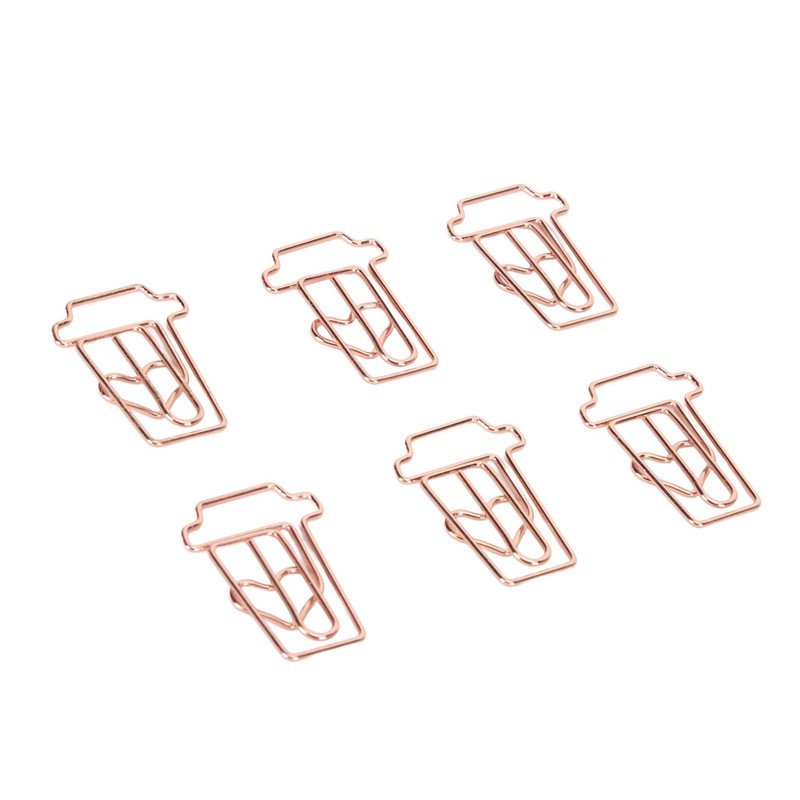 100pcs Paper Clips Innovative Cute Rose Coffee Cup Shape Reusable