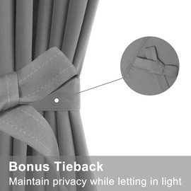 XWZO Door Curtains for Door Window, Room Darkening French Door Curtains, Privacy Thermal Insulated Door Window Covering for Kitchen, Rod Pocket Curtains with Tiebacks, 25W by 72L, 1 Panel, Grey