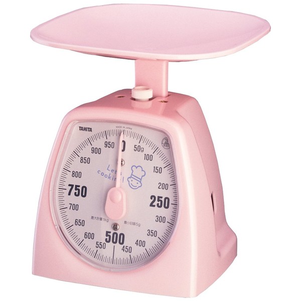 Tanita 1437-NPK Cooking Scale, Kitchen Scale, Cooking, Analog, 2.2 lbs (1 kg), 0.1 oz (5 g) Units, Pink