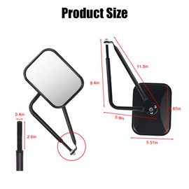 Jeep Wrangler Doors Off Mirrors - Wide Angle, Anti-Shake, Easy Install Square Mirrors for Safe Driving