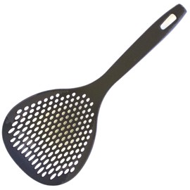 M's Labo Ladle, Colander, Colander, One Hand, Boiled Vegetables, New Big Mesh Spoon, Made in Japan, Dishwasher Safe, Heat Resistant to 466°F (220°C), Black