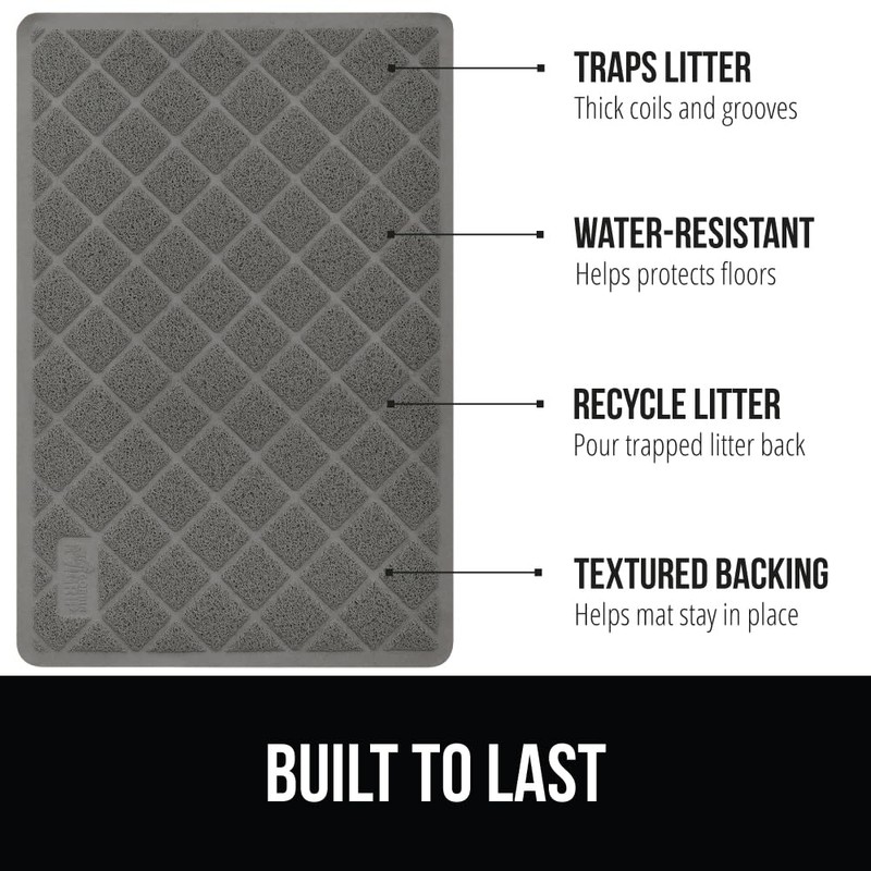 GORILLA GRIP Cat Litter Box Mat, Water Resistant, US Designed