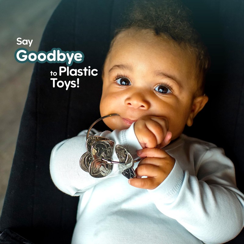 Made in USA Stainless Steel Toy Keys, Baby Rattle, Teether