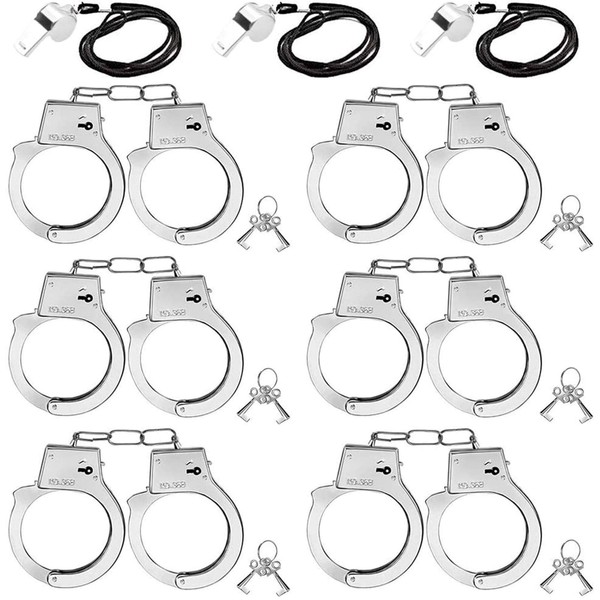 3 otters 6PCS Toy Handcuffs for Kids, 9.8Inch Metal Handcuffs