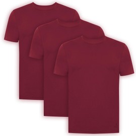 BAMBOOVEN Crewneck T-Shirts - Mens Undershirts Rayon Made from Bamboo - Modern Fit, Breathable, Moisture Wicking Undershirts for Men - 3 Pack (Burgundy)