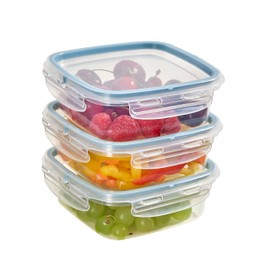 Snips | SnipsLock Quadratischer Mealprepboxen für die Aufbewahrung von Lebensmitteln | 0,50 L | 3er Set | Frischhaltedosen | 14,7 x 14,7 x 8 cm | Hergestellt in Italien, Hellblau