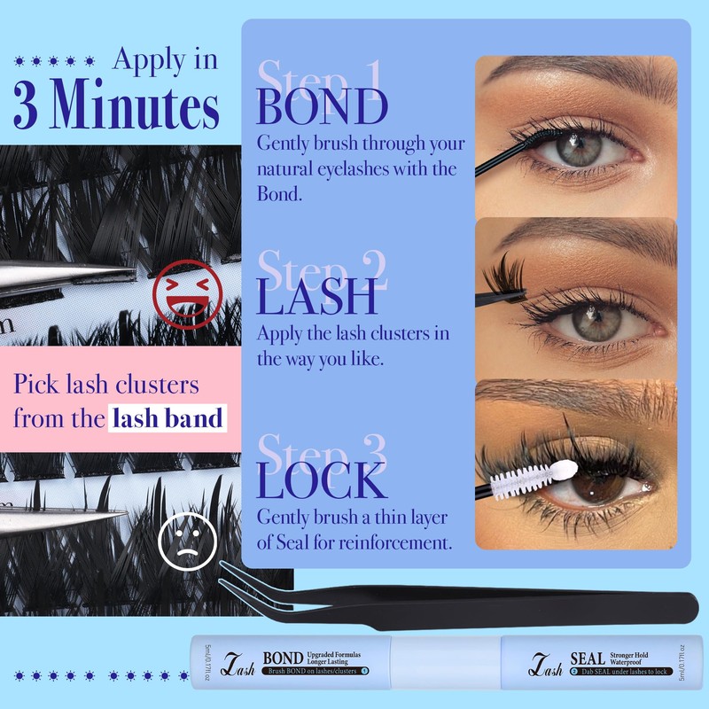 CORUSCATE Spiky Lash Clusters Kit 120D Volume Cluster Eyelash Extensions