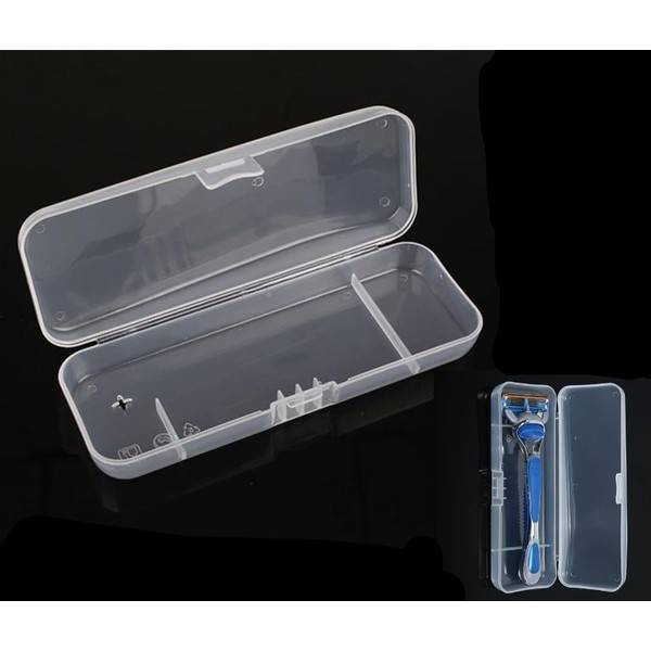 Weiße transparente Rasierbox für Rasierer, Rasierer-Schutz, Kunststoff-Box, Behälter, Aufbewahrung für