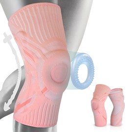 Medizinische Kniebandage für Damen und Herren, Kompressions-Kniebandage für Arthritis, Gelenkschmerzen, Bandverletzungen, Meniskusriss, Sehnenentzündung, Laufen, Sport, Rosa, Größe M, 1 Stück