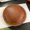 Leatherworks 3 1/2'' Circle Shot Filled Leather (Map) Paperweight (149-LW)