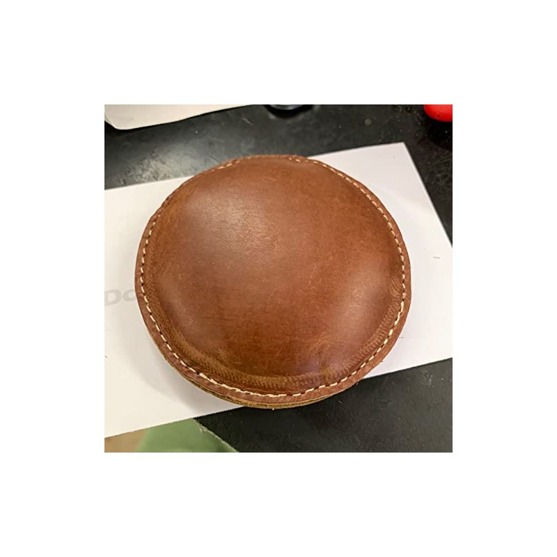 Leatherworks 3 1/2'' Circle Shot Filled Leather (Map) Paperweight (149-LW)