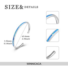 Winnicaca Fire Opal Bangle - Sterling Silver Adjustable Cuff Bracelet - Jewellery Gift, Silver, Blue