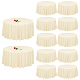 YMHPRIDE 12 Pack Round Tablecloth 90 inch Beige Table Cloths for Round Tables,Stain and Wrinkle Resistant Washable Polyester Tablecloths Beige Table Cloth 90 Inch Round Table Cloth for Wedding Party