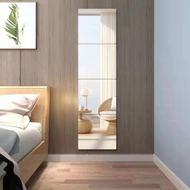 PopularLdo 6 Pack 14"x12" Shatterproof Acrylic Mirror Tiles – Self-Adhesive, Unbreakable Wall Mirrors for Kids Room, Bathroom, Bedroom, Closet Door, or Home Gym