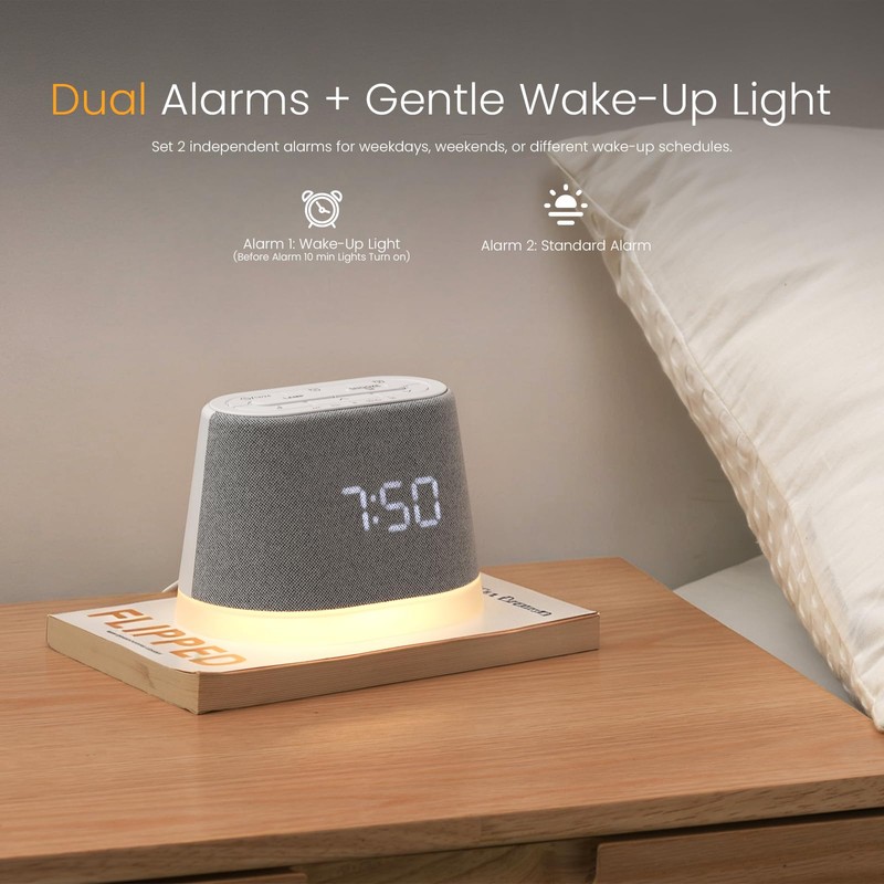 Sunrise Alarm Clock with Sound Machine Night Light for Bedroom
