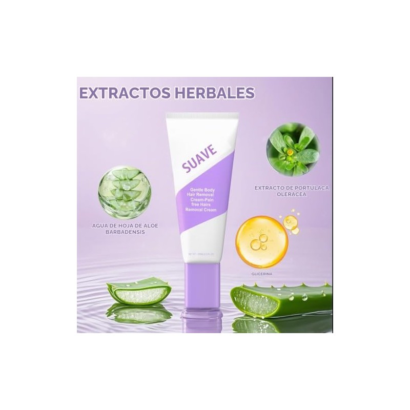 Crema Depilatoria Suave para Piel Sensible, con Aloe y Ácido