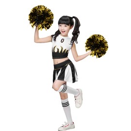 LOLANTA Girls' Cheerleader Costume School Child Cheer Costume Outfit Carnival Costume (Black, 146-152, Label Size 150)