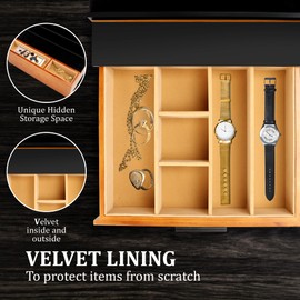 NAYPUEVAN 4-Layer Cologne Organizer for Men, Cologne Stand with Hidden Compartment and Drawer, Cologne Organizer, Used to Organize Your Favorite Fragrance （Walnut Black）