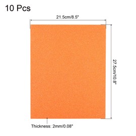 MECCANIXITY EVA Foam Sheets Glitter Orange 10.8 Inch x 8.5 Inch 2mm Thick Crafts Foam Sheets for Costumes, Arts and Crafts Projects Pack of 10