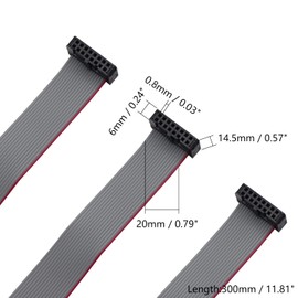 Fielect 2pcs IDC 16 Pin Connector Gray Wire Flat Ribbon Cable Connector Length 30cm 2.54mm Pitch