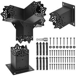 Pergola Bracket, 15°Slanted Roof Wall Mount Pergola Extension Bracket Kit, Raised Wood Shelving for 4"x4" (Inner Dimensions: 3.5"x3.5")