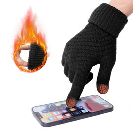 Minicoco Women Gloves Winter Warm Knitted Thermal Gloves Touchscreen Gloves Ladies Gloves Winter Gloves for Outdoor Cycling Running Hunting Climbing (Black)