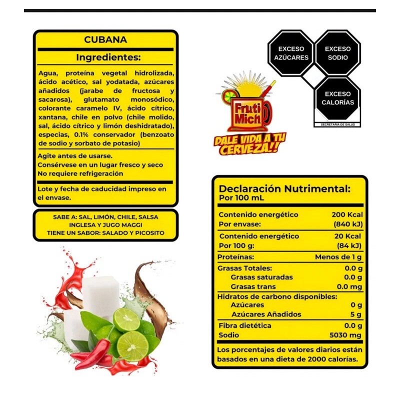 Frutimich Jarabe Sabor Cuba Para Michelada 1 Litro