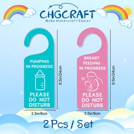 CHGCRAFT 2Pack Breastfeeding in Progress Pumping in Progress Do Not Disturb Door Sign Breastfeeding Door Sign Engraved Acrylic Door Sign Hanger for Office Hotels Restroom Hospital