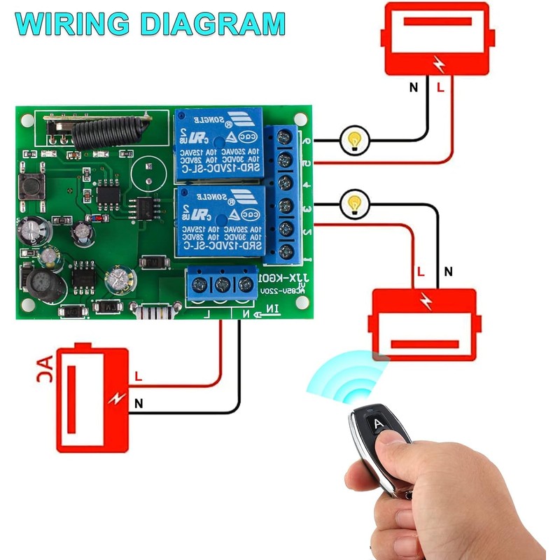 433 MHz FR Wireless Remote Control Switch Wireless 2 Channels: