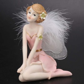 Angel Figurine Ornament, Beautiful Handmade Resin Craft Angel Figures with Wings Home Bedroom Decoration, 11.5 x 6.5 x 10.7 cm